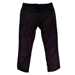 Lululemon Run Inspire Crop II Leggings Size 6 Deep Zinfandel Black Shatter Me